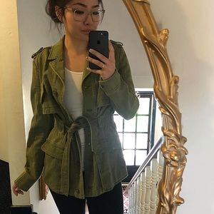 Hei Hei Anthro Green ruffle-back jacket